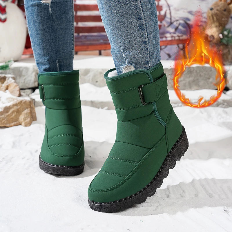 Plus Size 43 Women's Winter Snow Boots Non Slip Waterproof Plush Lined Ankle Boots Women Thick Sole Warm Cotton Padded Shoes