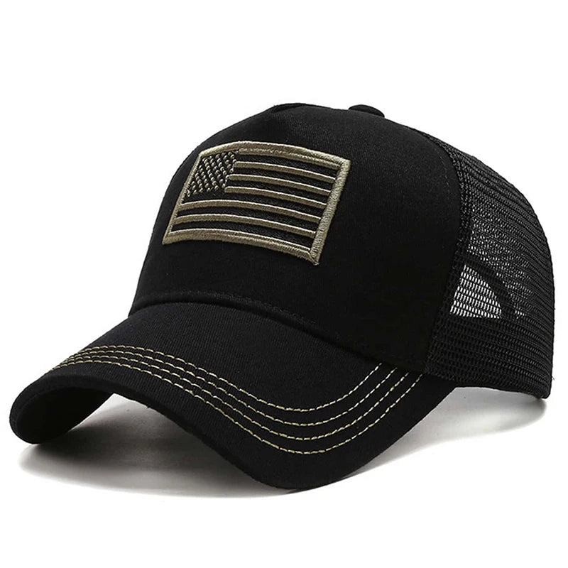 American US Flag Embroidery Baseball Net Caps Season Outdoor Adjust Casual Hats
