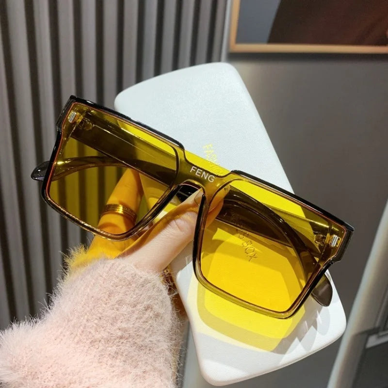 Retro Square Women's Sunglasses, Fashionable and Popular Men's Large Frame Glasses, Outdoor Sunglasses
