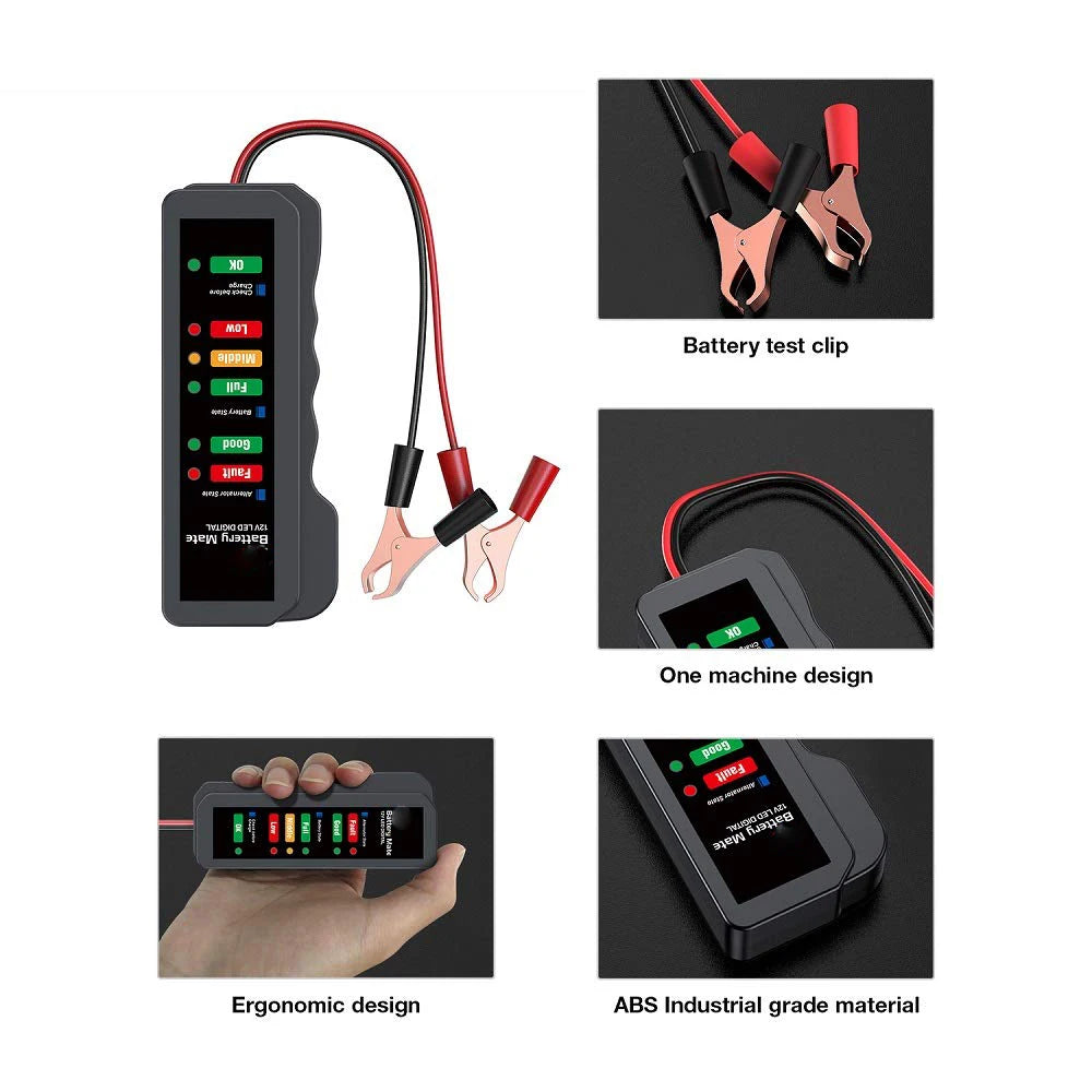 1/2pcs 12V Car Battery Tester Alternator Tester Automotive,Battery Checker Analyzer to Check Alternator Battery Charging System