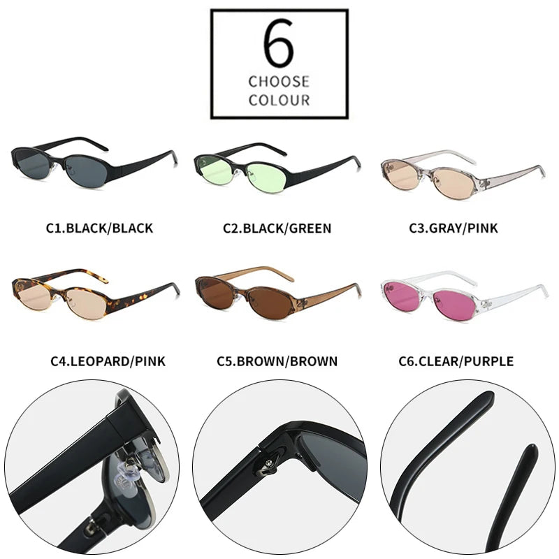 JNPCXI New Ins Popular Fashion Oval Sunglasses Women Retro Punk Shades UV400