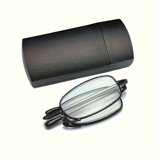 Portable Reading Glasses with+1 To+4.0 Magnification, Square Full Frame Design with Compact Hard Case Box