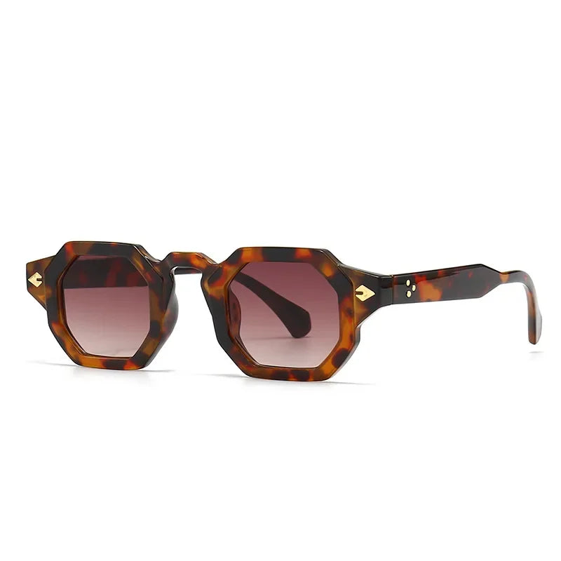 JNPCXI New Arrival Retro Polygon Square Women Rivets Sunglasses Gradient Shades UV400 Men Brand Designer Punk Sun Glasses