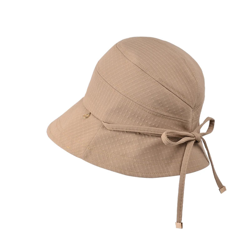 8761Summer outdoor travel sunshade hat all senior sense big head basin hat show face small bow fisherman hat