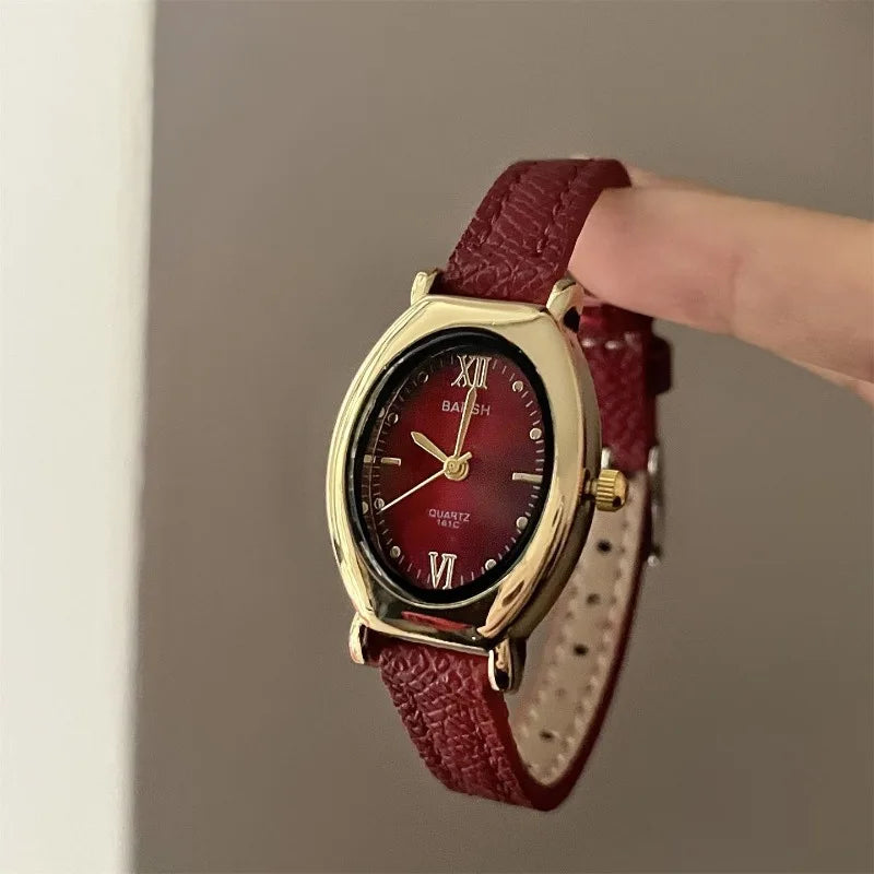 Hot Sale Luxury Women Small Oval Dial Watch Leather Strap Fashion Ladies Quartz Wristwatches Dropshipping Reloj Mujer Gifts