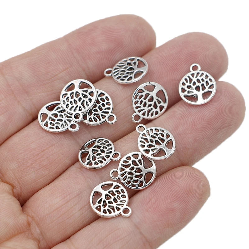 20Pcs Antique Silver Plated Tree of Life Charms Pendants for Jewelry Making Necklace Bracelet DIY Accessories 12x14mm