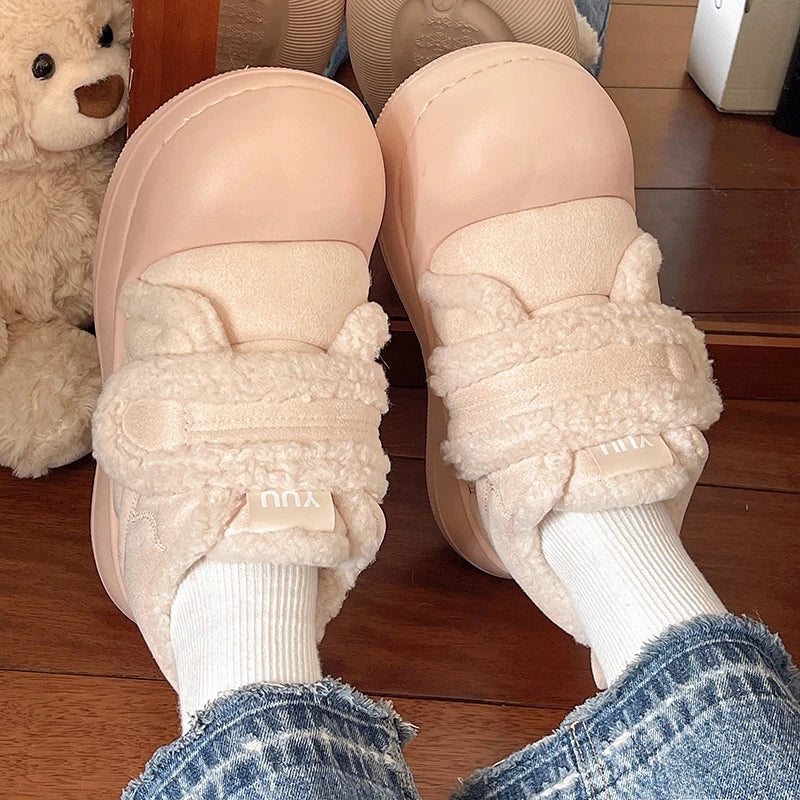 Cute Big Toe Platform Snow Boots Women Thick Bottom Non Slip Cotton Padded Shoes Woman Comfort Thicken Plush Warm Winter Shoes
