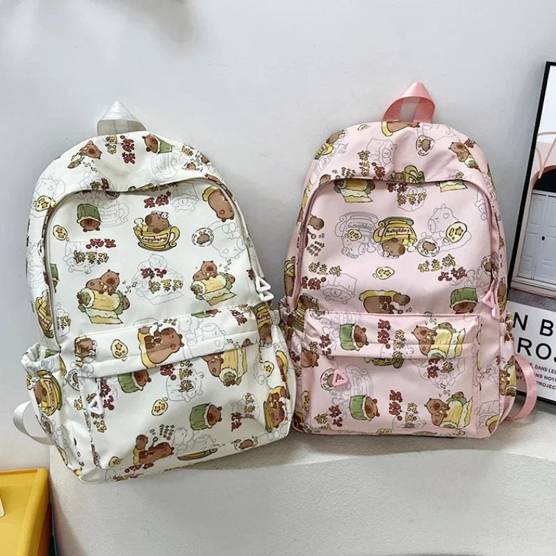 Kawaii Cartoon Capybara Backpack Funny Large Capacity Capybara School Bag Student Laptop Bag School Backpack for College Student