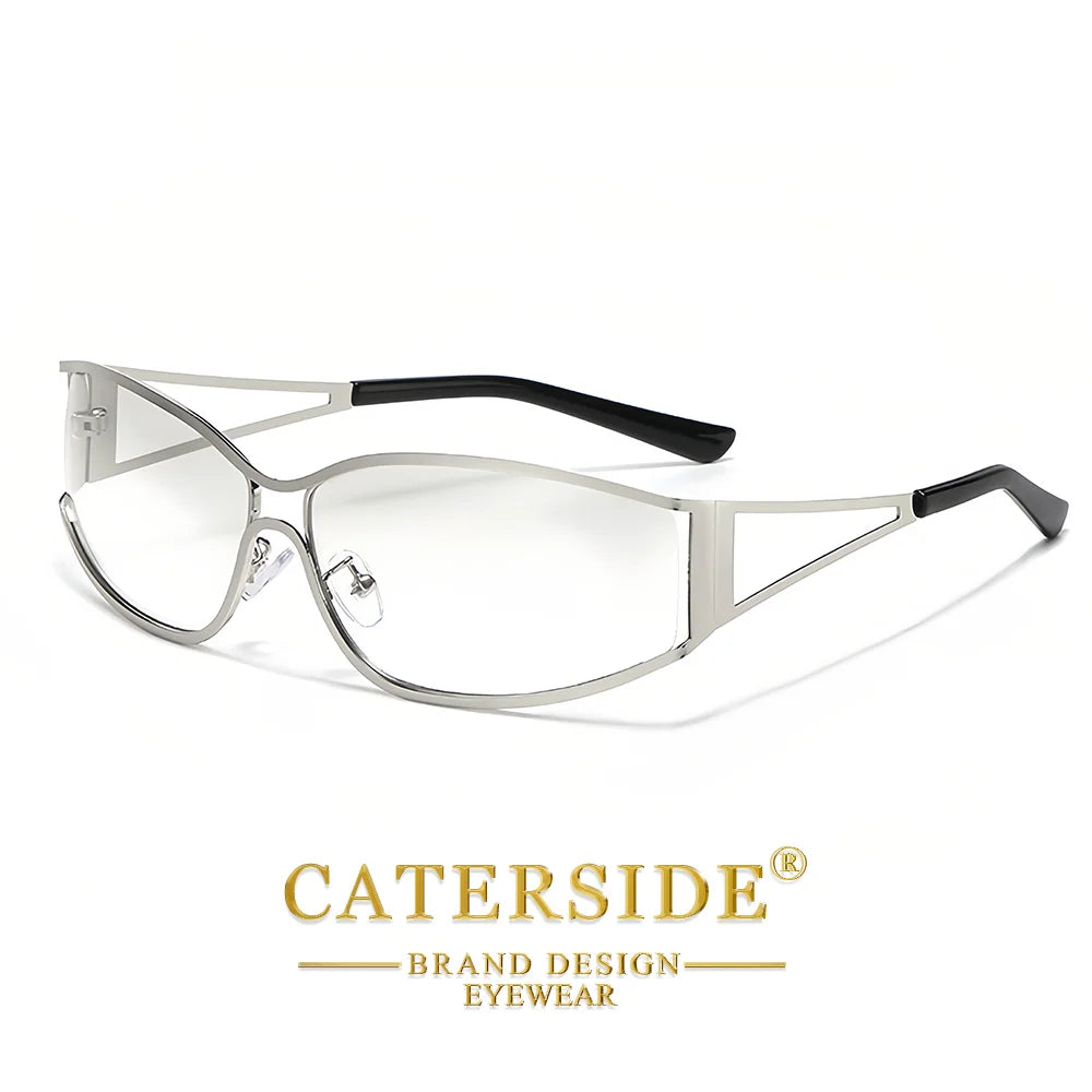 CATERSIDE Men's Punk Sunglasses Brand Design Fashion Technology Retro Sun Glasses Women's Travel Beach Y2K Glasses Gift UV400