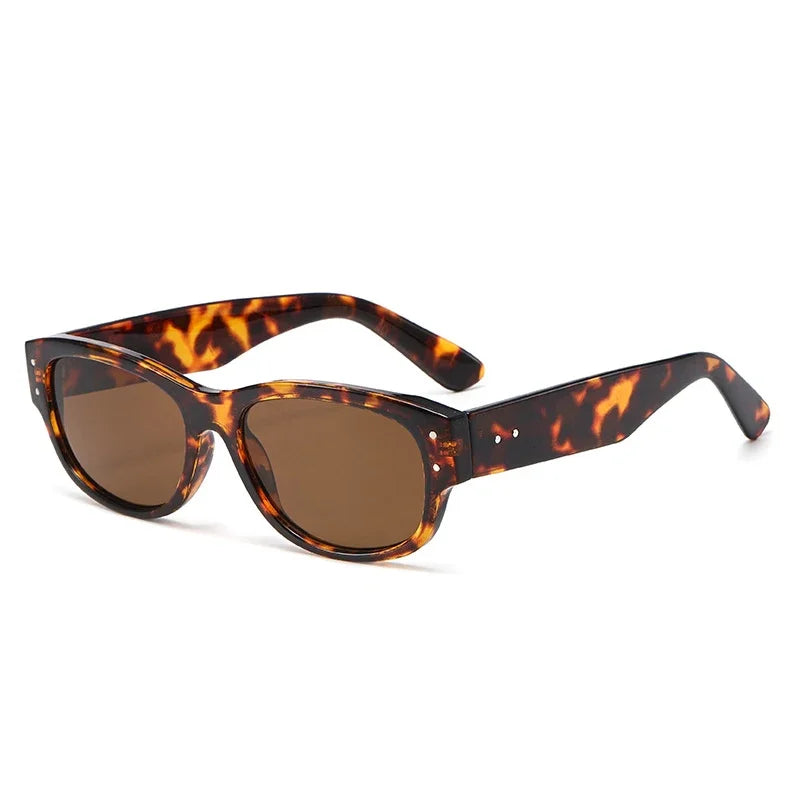 JNPCXI New Square Women Sunglasses Fashion Rivets Leopard Men Gradient Shades UV400 Sun Glasses