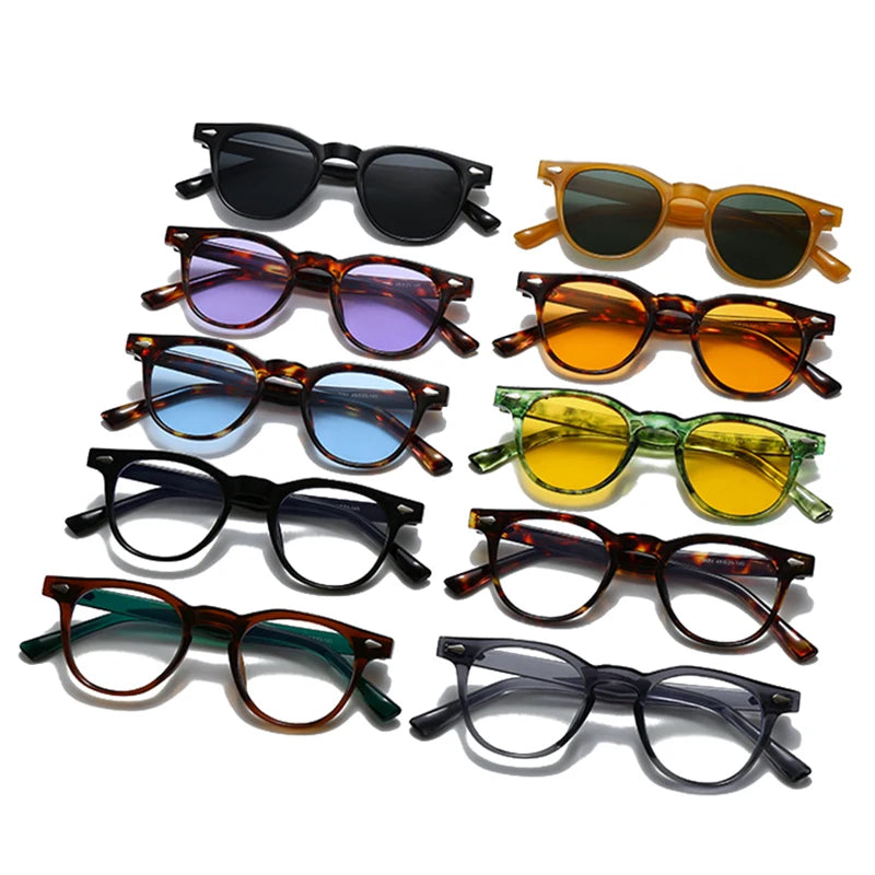 JNPCXI New Fashion Square Rivets Women Candy Color Green Yellow Shades UV400 Sunglasses Retro Men Clear Lens Frame