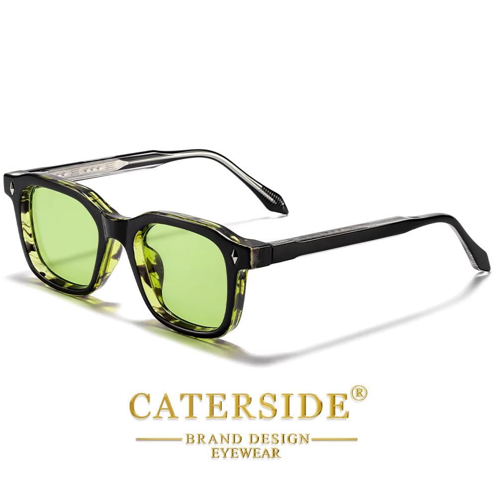 CATERSIDE Men Personalized Design Sunglasses Square Frame Women Retro Trendy Sunglasses Travel Business Party Gift Glasses UV400