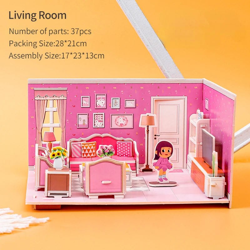 Paper 3D Jigsaw Puzzle Handmade Bedroom Livingroom Kitchen Bathroom Kindergarten Small Gift Toy Children Puzzle Educational Toys