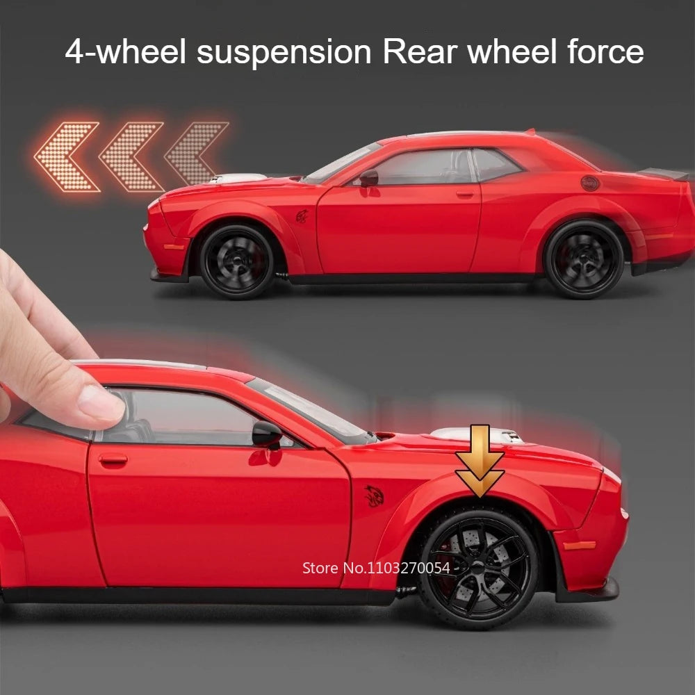1:18 Hellcat Apollo EVO Alloy Car Models Diecast Toys Doors Opened Sound Light Pull Back Shock Absorption Sportscar for Boy Gift