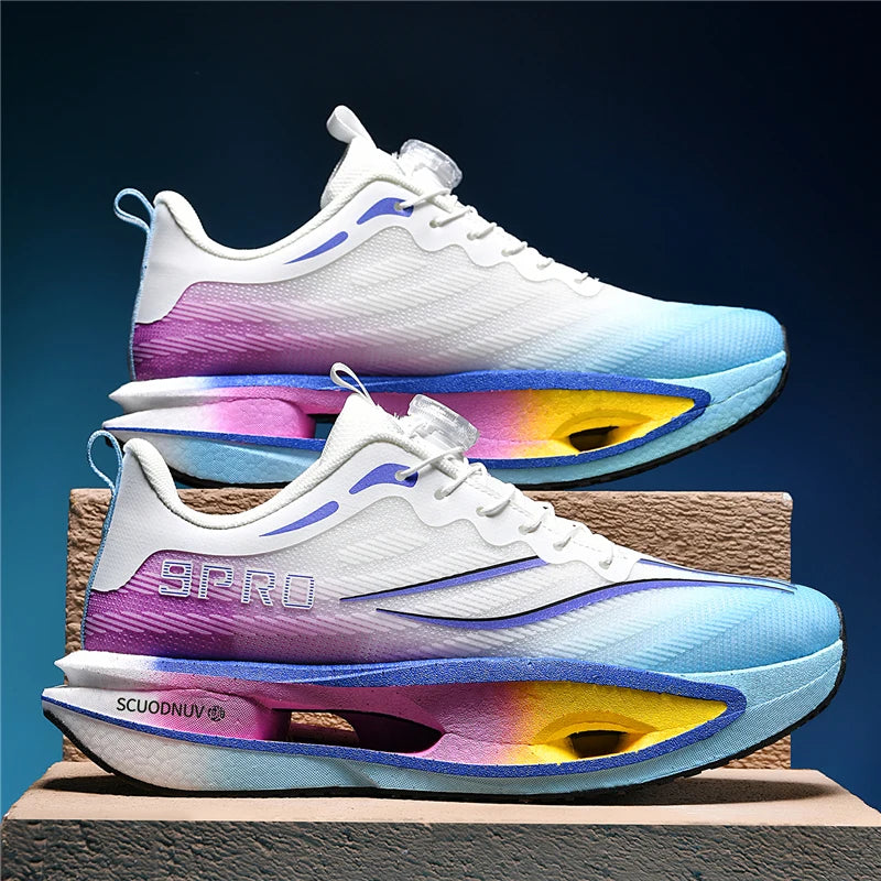 Men Running Shoes Carbon Board Marathon Sports Shoes Breathable Lightweight Women's  Athletic Nonskid Sneakers New