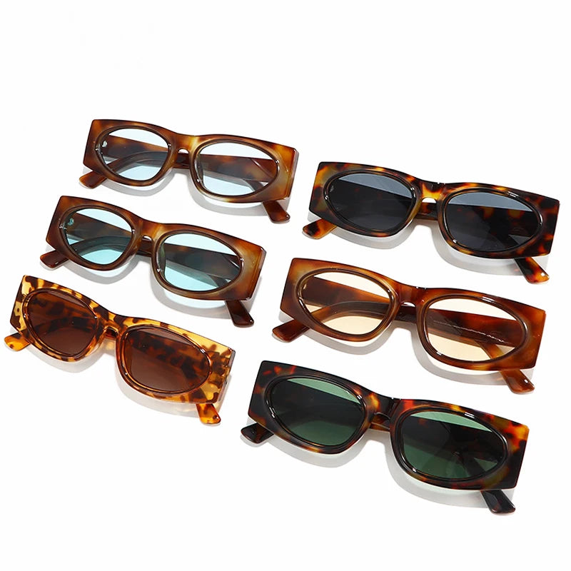 JNPCXI New Ins Popular Fashion Square Sunglasses Women Shades UV400 Retro Leopard Men Trending Oval Lens Sun Glasses