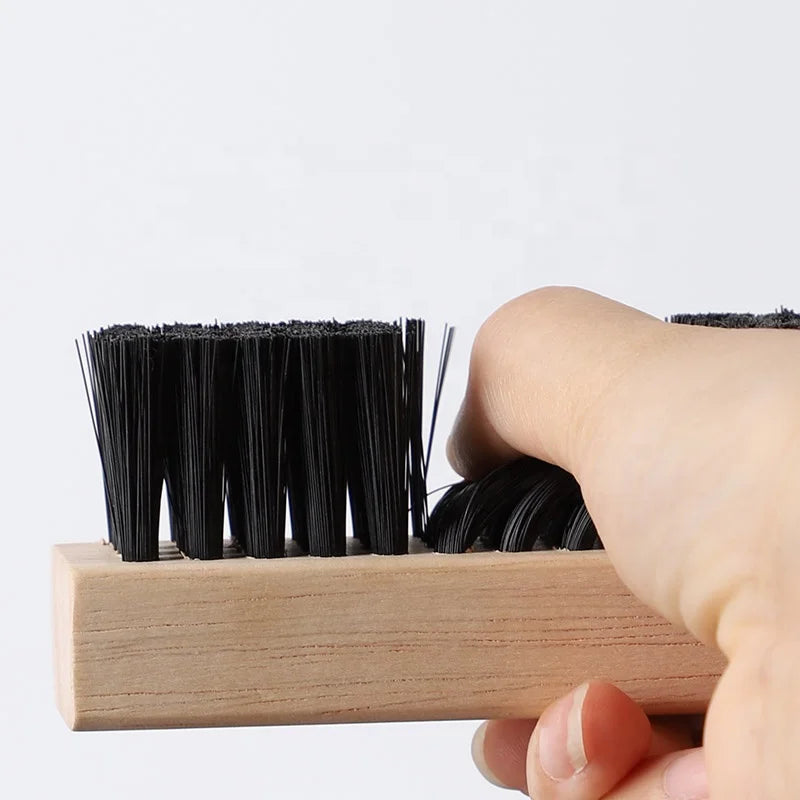 Sneaker cleaning shoe brush w/ natural wooden handle shoe brush Multitasks tools