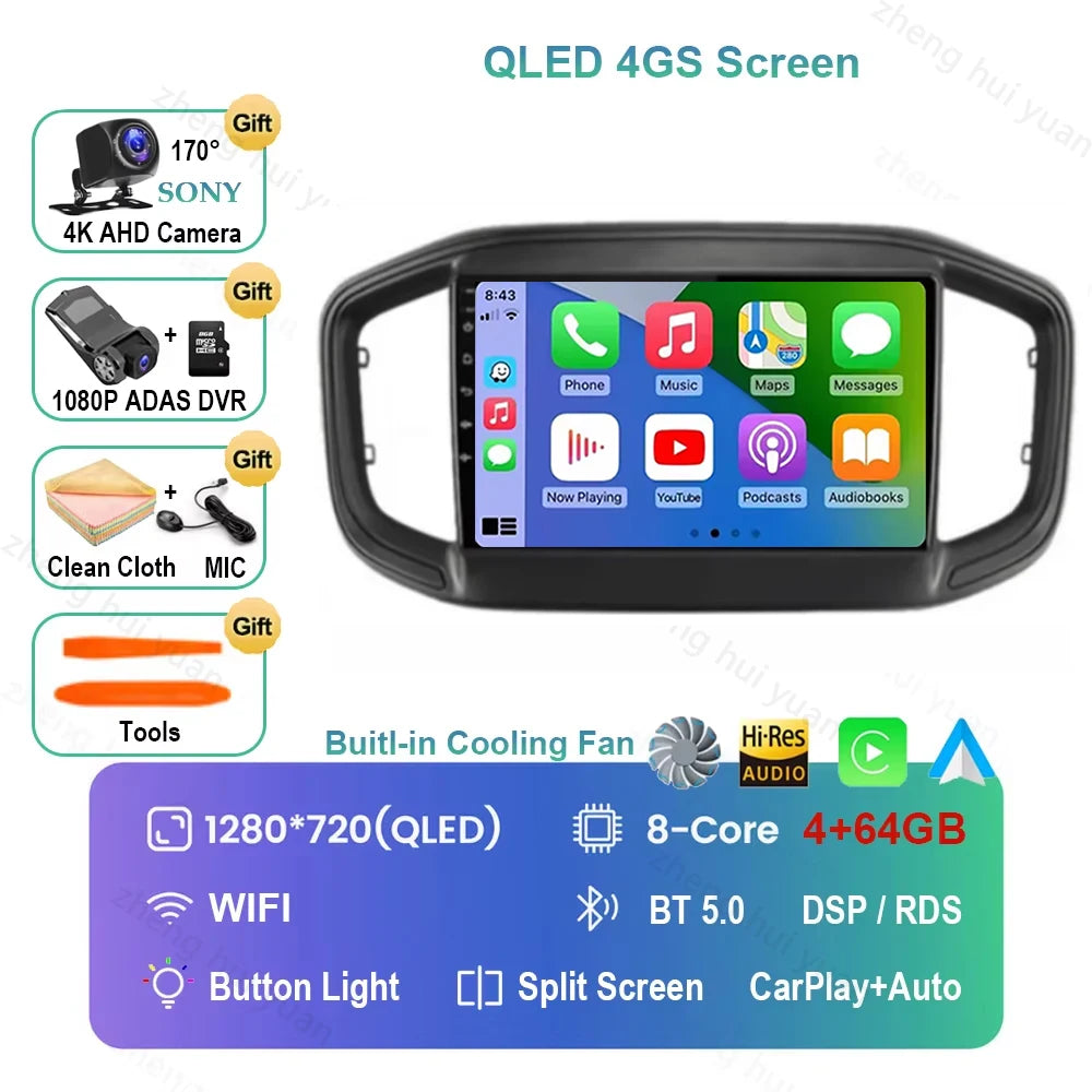 Android 16 CarPlay Auto Car Radio Multimedia navigation video Autoradio Stereo For Fiat Strada 2020 - 2022