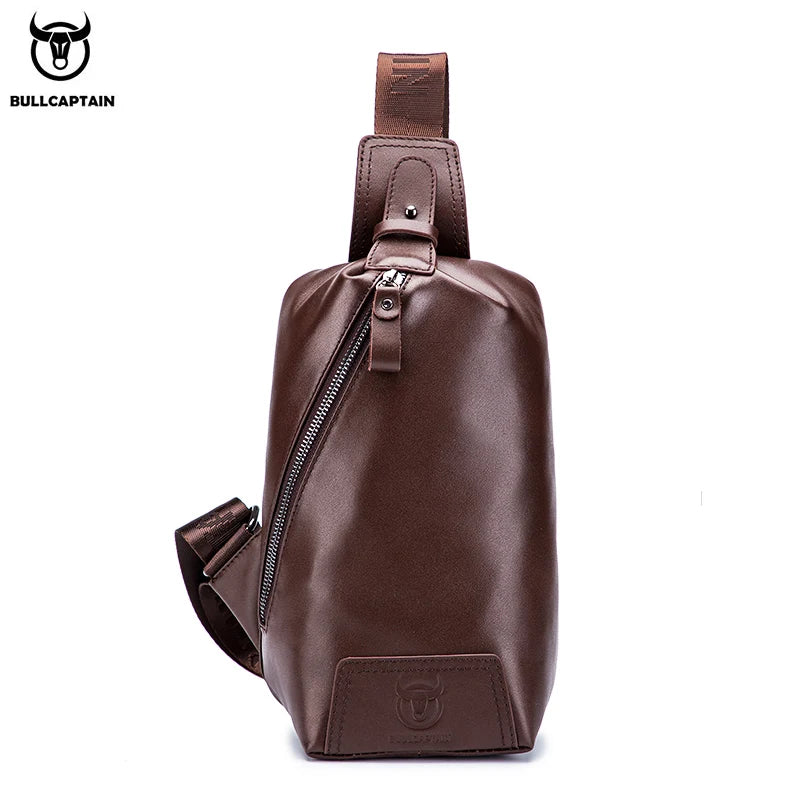 BULLCAPTAIN Chest Bag For Men Male Crossbody Bages Summer Short-Distance Chest Bag's Leather Bags Casual Business Chest Pack