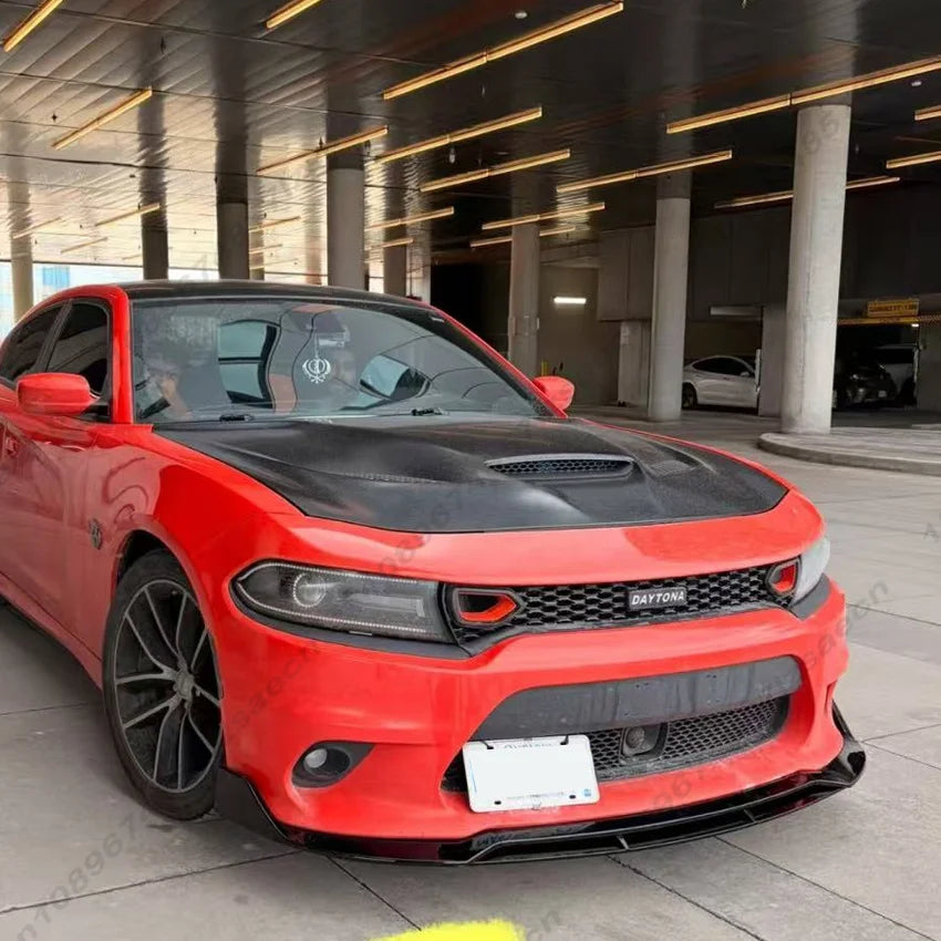 For Dodge Charger SRT 2015-2024 Car Front Bumper Diffuser Lip Spoiler Body Kit Splitter Cover Protector Tuning Gloss Black ABS