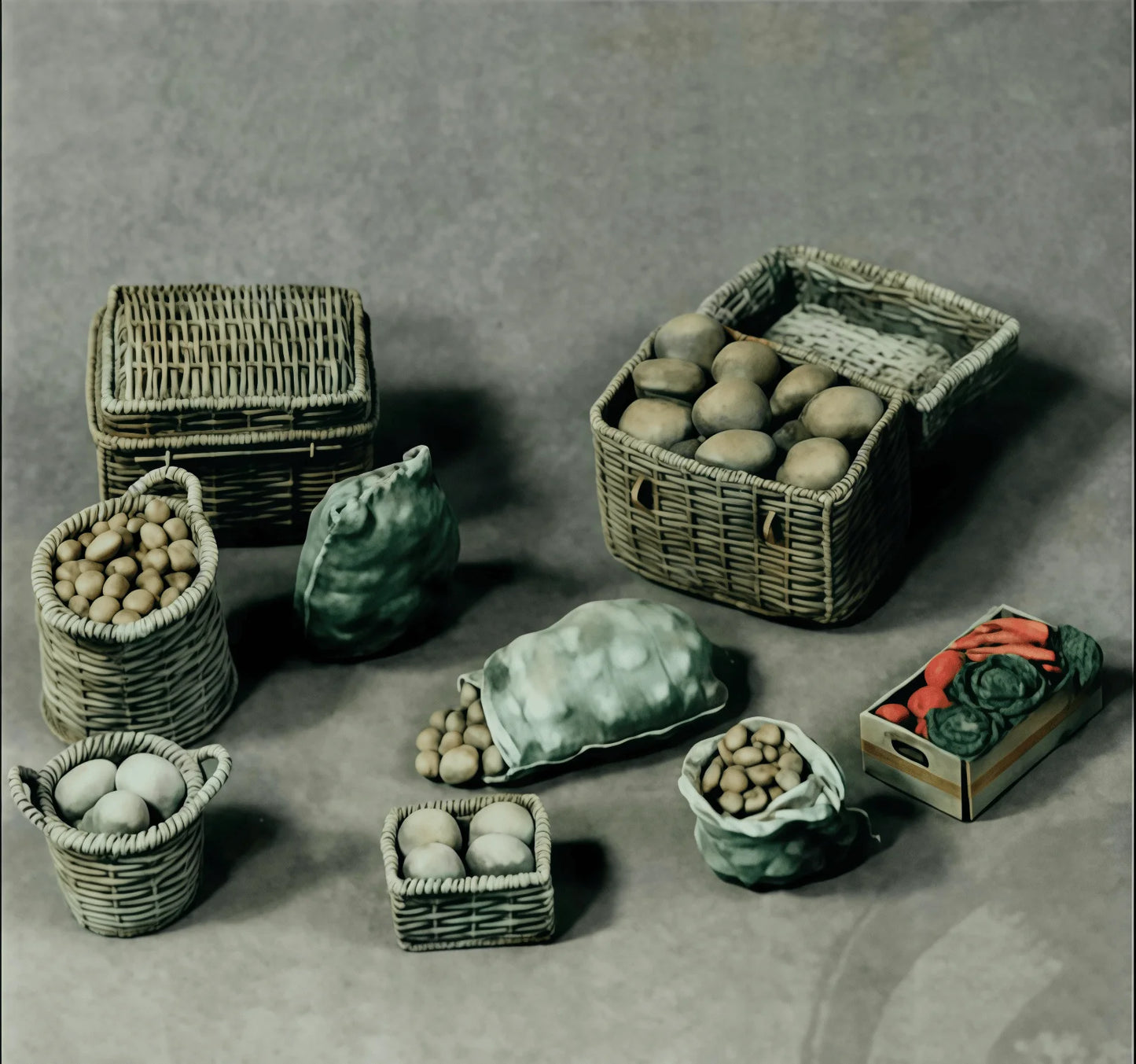 1/35 Cast Resin Model Assembly Kit, Resin Parts for Marching Food Supplies, Unpainted