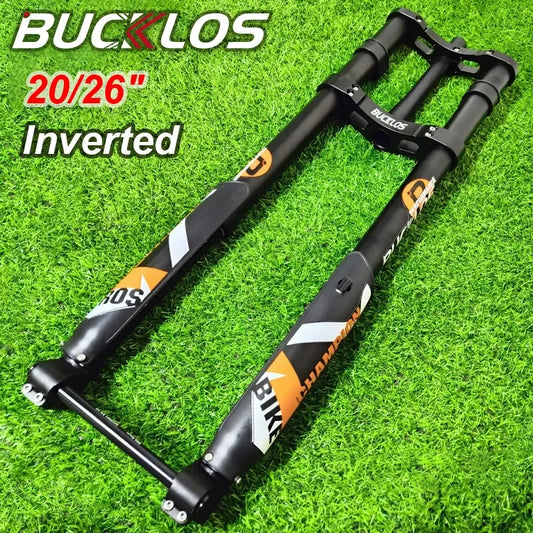 BUCKLOS Double Shoulder Mountain Electric Bike Fork 20/26inch Bicycle Air Suspension Fork Shock Absorbing MTB Downhill Forks