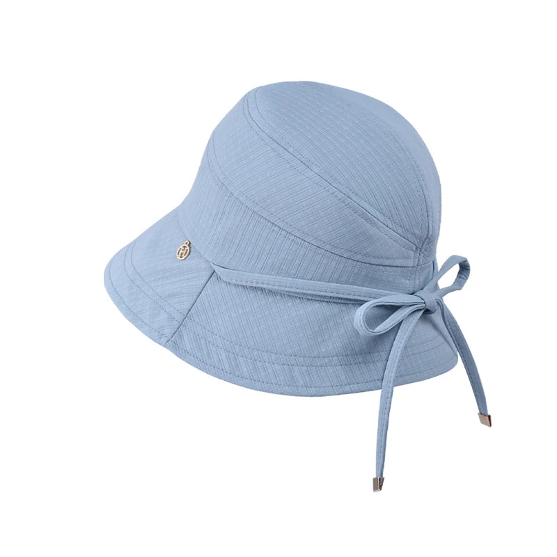 8761Summer outdoor travel sunshade hat all senior sense big head basin hat show face small bow fisherman hat