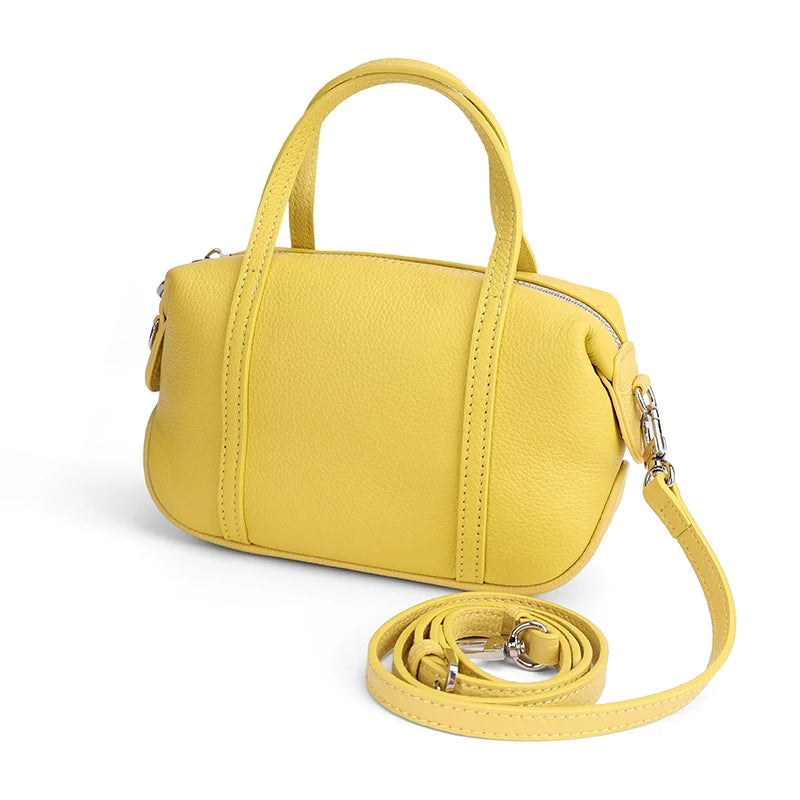 Women Mini Genuine Leather Crossbody bags Small Cowhide Leather Messenger & Top Handle Drawstring Luxury Designer Shoulder Bag