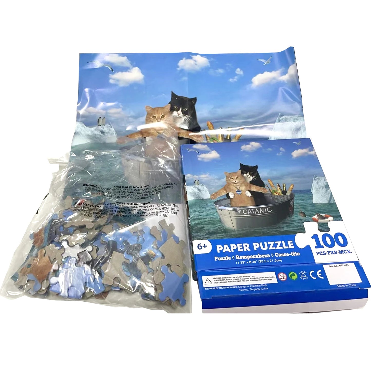 100 Pieces Jigsaw Puzzle Assembling Picture Catanic Animals Decompression Puzzles Toy for Adult Children Kids Educational Gifts