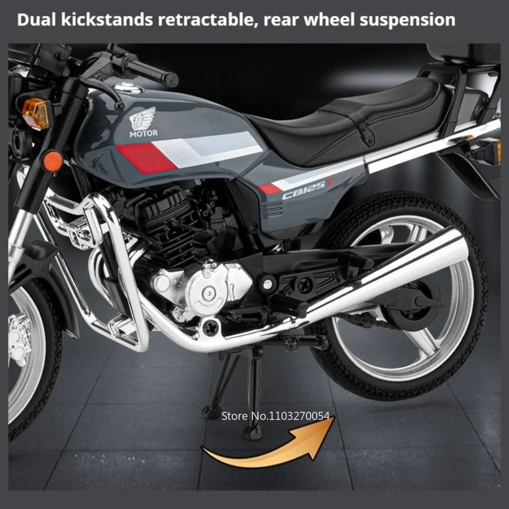 1:12 Honda CB125T Suzuki GN125 Miniature Model Toys Car Alloy Diecast Motorcycle Front Wheel Steering Sound Light Cars Boy Gifts