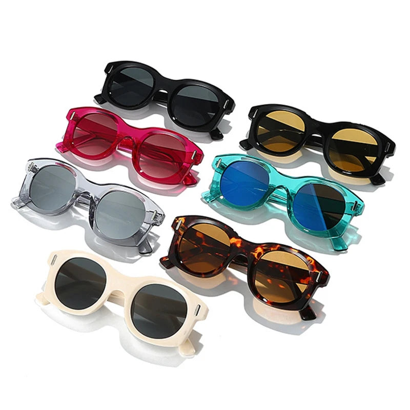 JNPCXI Ins Popular Fashion Square Sunglasses Women Gradient Mirror Shades UV400 Retro Rivets Men Punk Sun Glasses