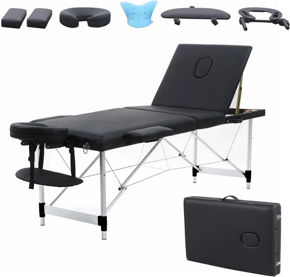 84" Massage Bed, Neck Stretcher Adjustable Lash Bed Massage Bed Tattoo Table