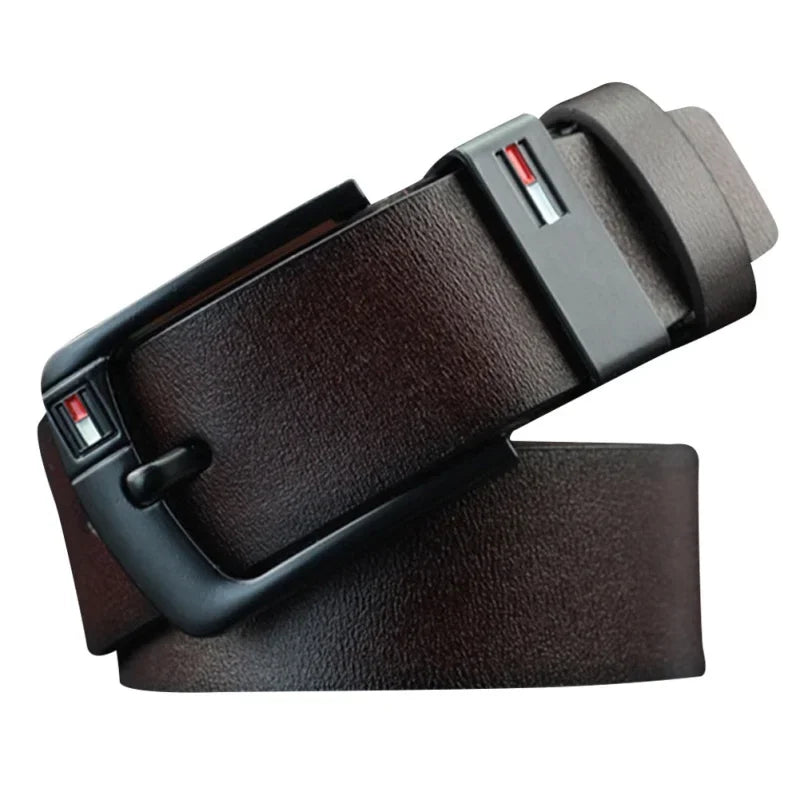 Coffee PU Leather Men Belt Classic Alloy Buckl for Jeans Punk Casual Waistband