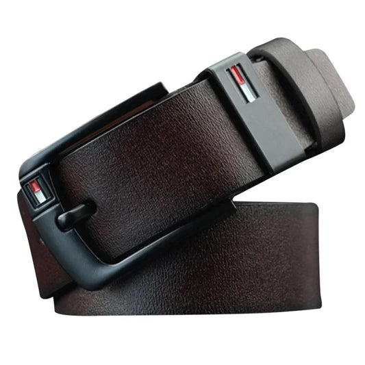 Coffee PU Leather Men Belt Classic Alloy Buckl for Jeans Punk Casual Waistband