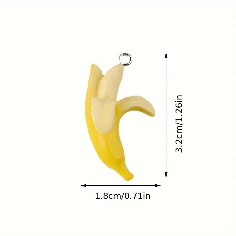 10pcs Cute 3D Banana Charms Fruit Pendants for Jewelry Making DIY Handmade Bracelet Earrings Key Chain Accessories