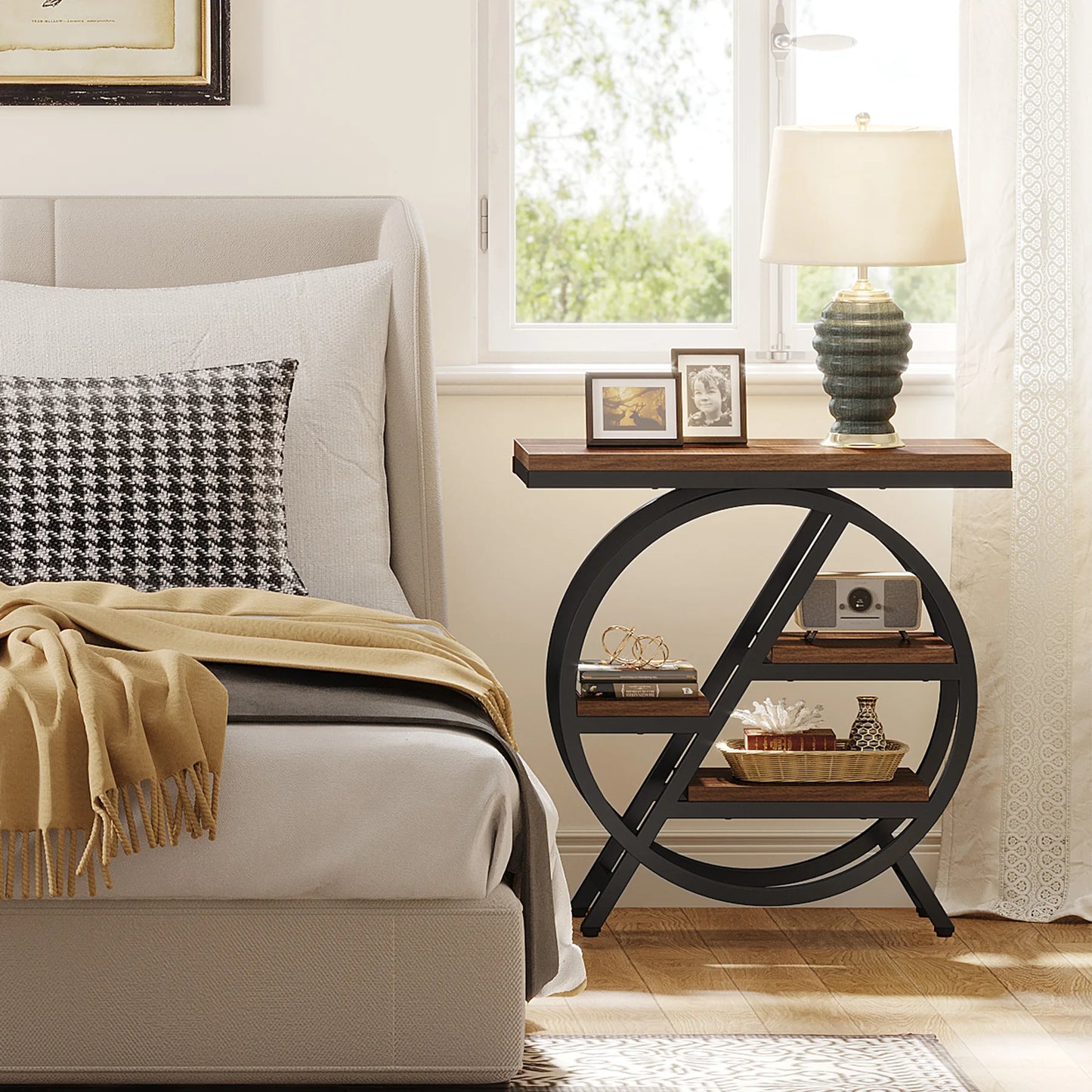 Tribesigns  Living Room, 3-Tier Narrow Side End Table w/ Storage Sofa Side Table