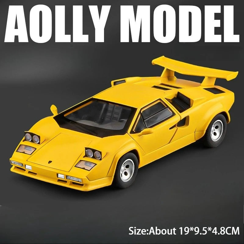 1:24 F1-LM LP500S Alloy Sporscar Model Diecast Toy Doors Opened Sound Light Pull Back Front-wheel Steering Car Children Day Gift