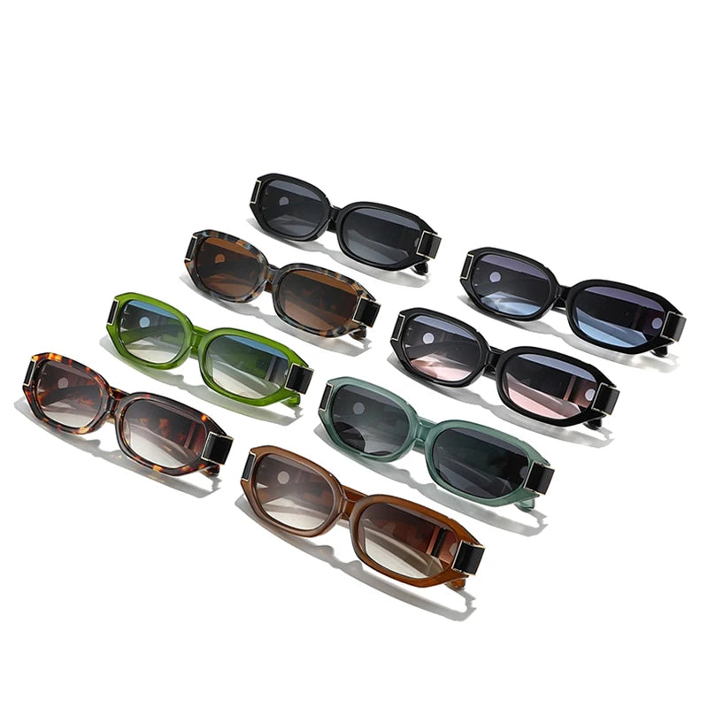 JNPCXI New Polygon Rectangle Women Sunglasses Fashion Gradient Green Shades UV400 Men Trending Outdoor Sun Glasses
