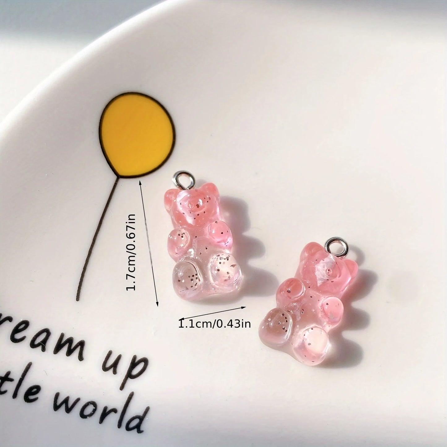 20pcs Colorful Transparent Bear Charms, Animal Pendants for Jewelry Making DIY Handmade Earrings Necklace Key Chain Accessories