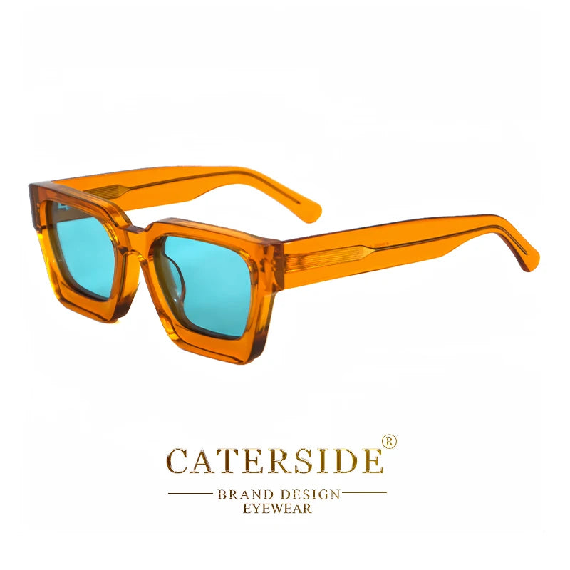 CATERSIDE Retro Acetate Sunglasses Men Polarized Square High Quality Sun Glasses Women Driving Punk Party Vintage Eyewear UV400