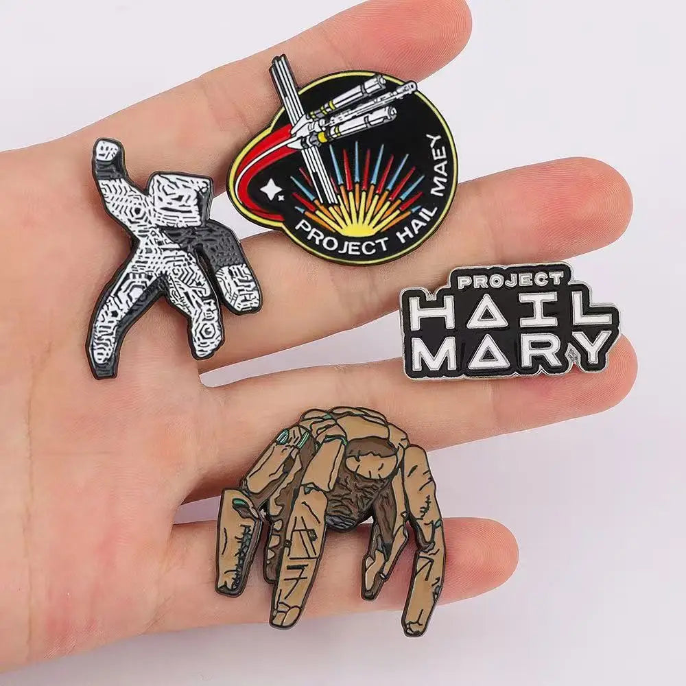 4psc Sci-Fi Enamel Brooch Set 'Rescue Plan' Inspired Collectible Badge For Backpack Small Gift