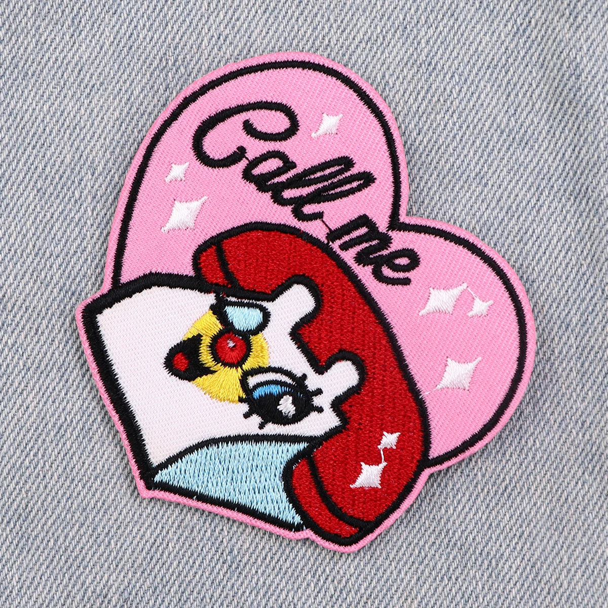 Call me Phone Iron On Patch Patches For Clothing Embroidered Patches On Clothes Decor Cartoon Patch Sew Applique Sticker
