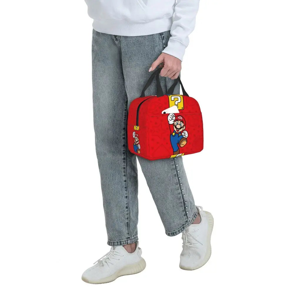 Custom Mario Super Bros Insulated Lunch Bag Reusable Thermal Cooler Lunch Box M8