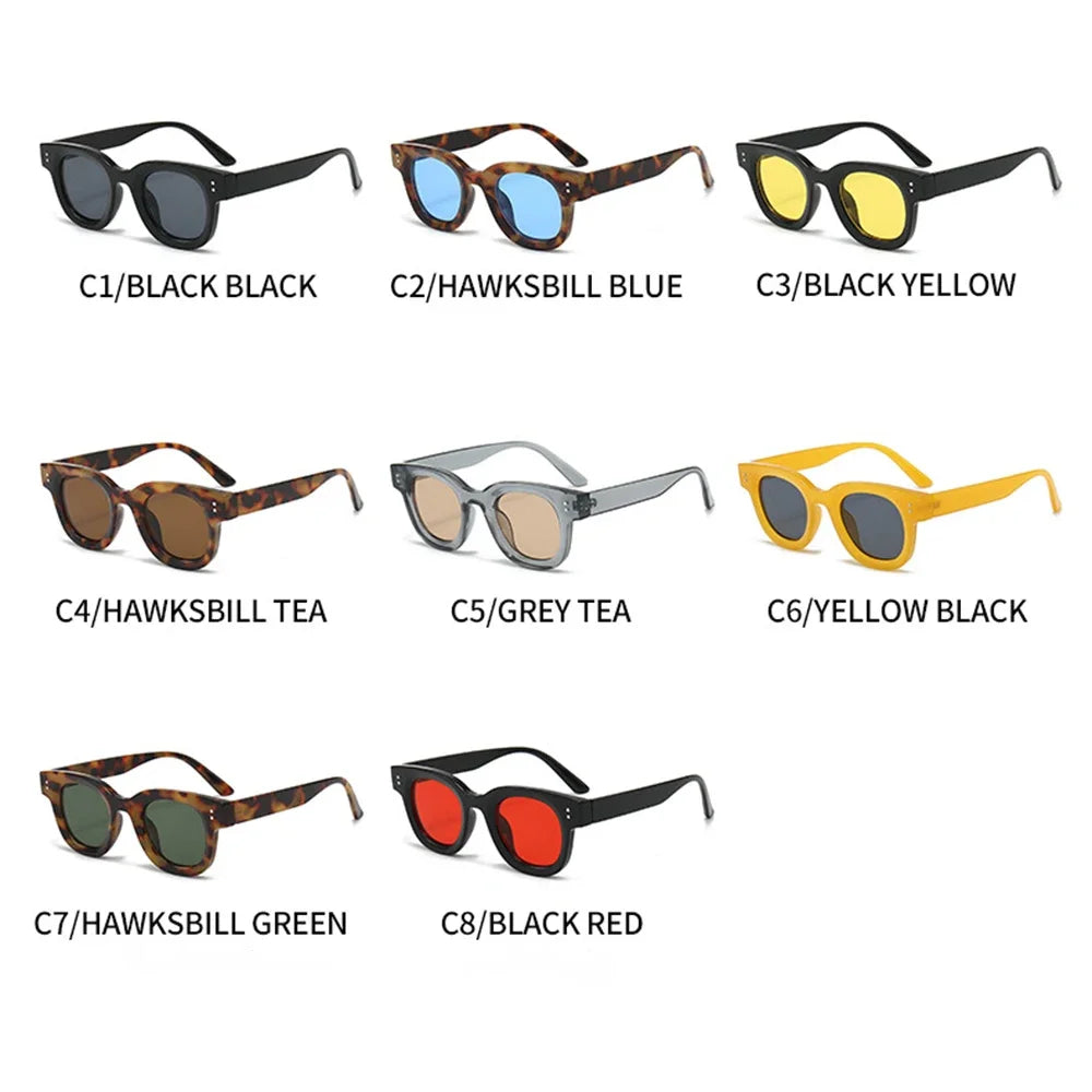 JNPCXI Retro Round Women Sunglasses Fashion Yellow Rivets Decoration Men Punk Shades UV400 Sun Glasses