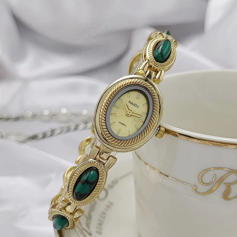 2025 Top Brand Luxury Oval Gold Women Watches Ladies Wrist Watches Bracelet Golden Female Clock Gift for Girlfriend Dropshipping