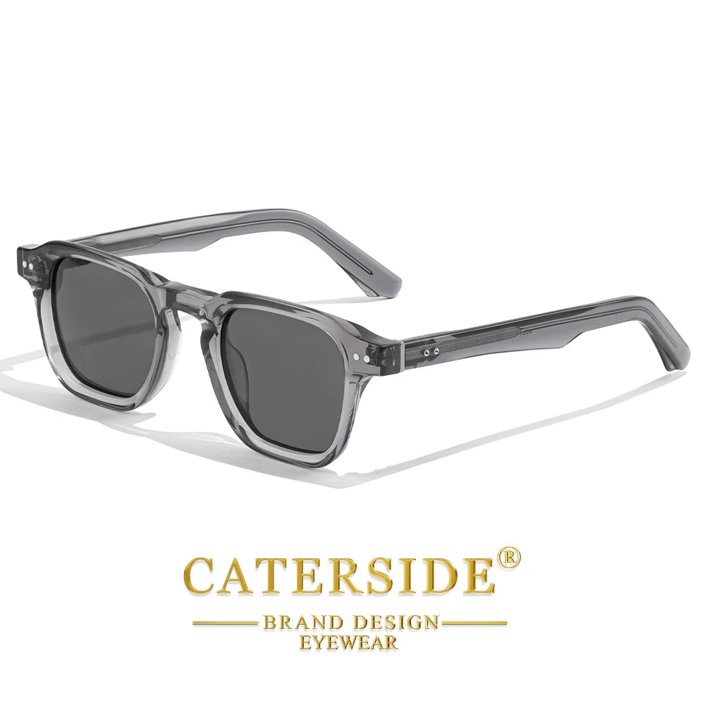 CATERSIDE Square Polarized Sunglasses Men Retro Large Acetate Frame Women Sun Glasses Punk Outdoor Driving Travel Eyewear UV400