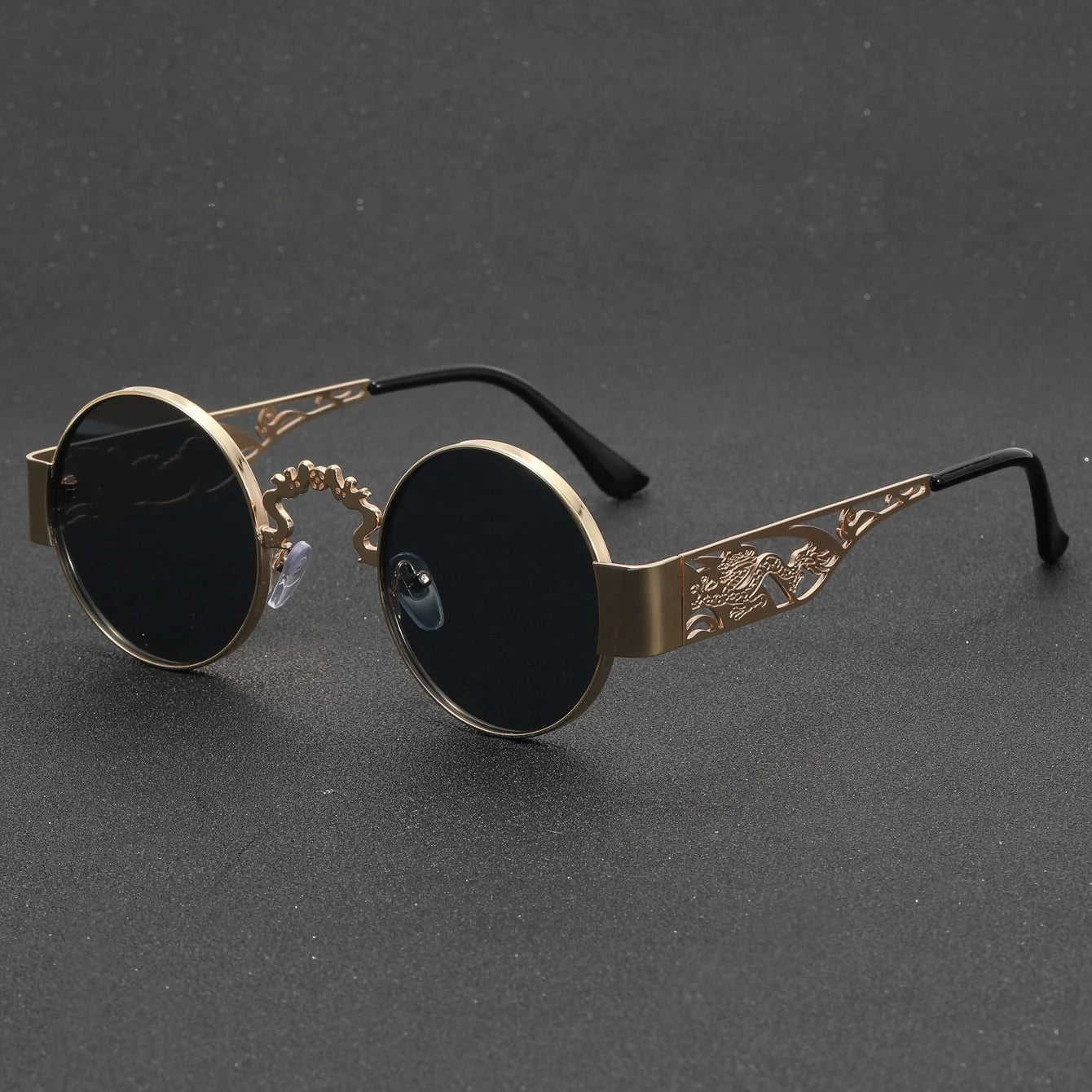 1 Piece of Punk Style Metal Retro Round Frame Hollowed Out Design Glasses