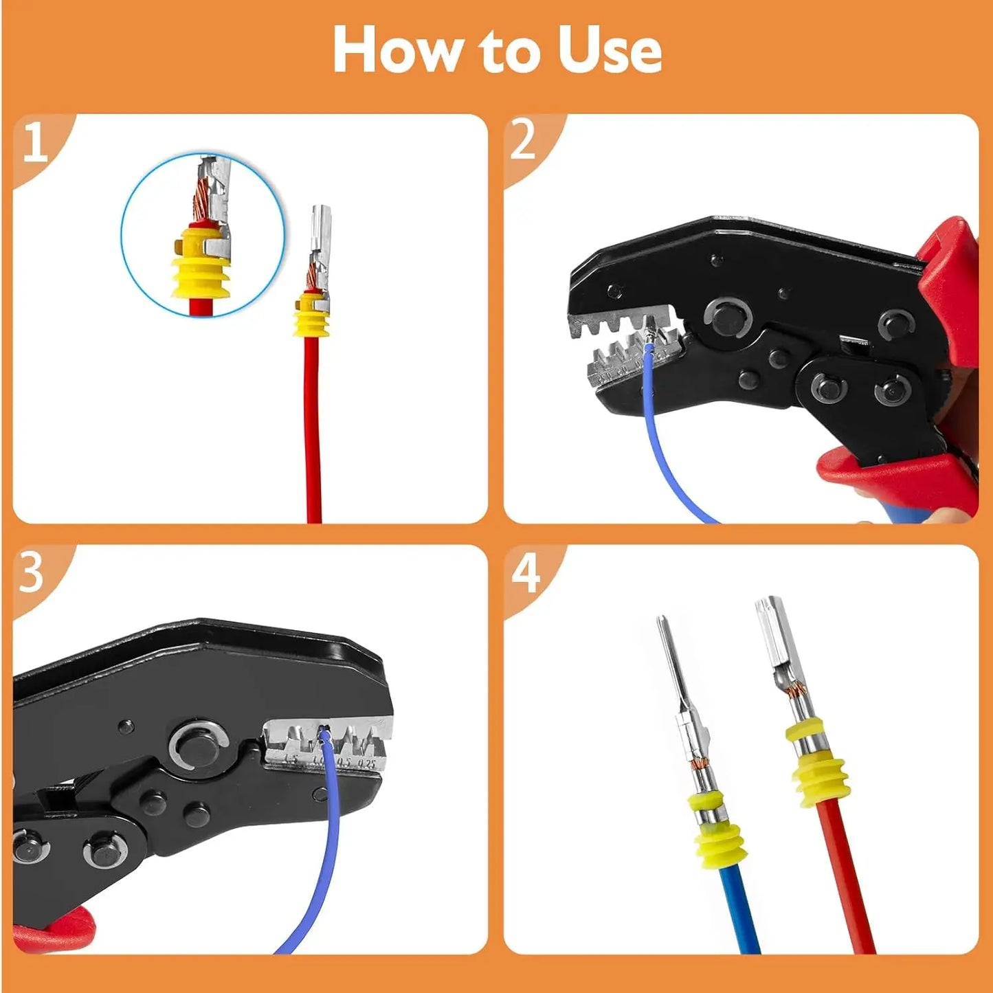 Wire Crimper Tool for Open Barrel Terminal Connectors, Electrical Crimping Tool for Molex Style Deutsch DELPHI AMP Dupont