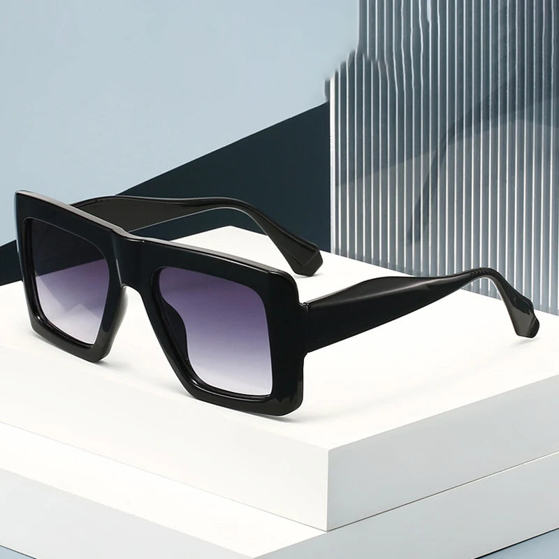 JNPCXI New Retro Oversized Square Sunglasses Women Fashion Leopard Gradient Shades UV400 Men Punk Sun Glasses