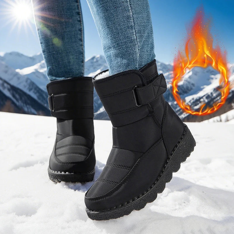 Plus Size 43 Women's Winter Snow Boots Non Slip Waterproof Plush Lined Ankle Boots Women Thick Sole Warm Cotton Padded Shoes